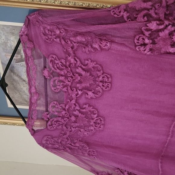 Soft Surroundings Hermosa Silk Tunic Dress P Large Plumberry Holidays Luxury - Picture 13 of 16